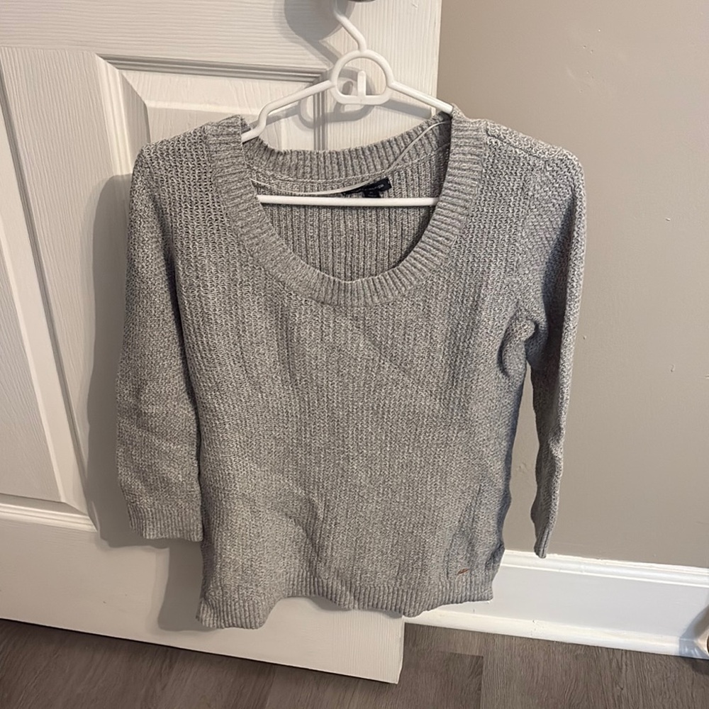 Tommy Hilfiger Gray Crew Neck 3/4 Sleeve Sweater